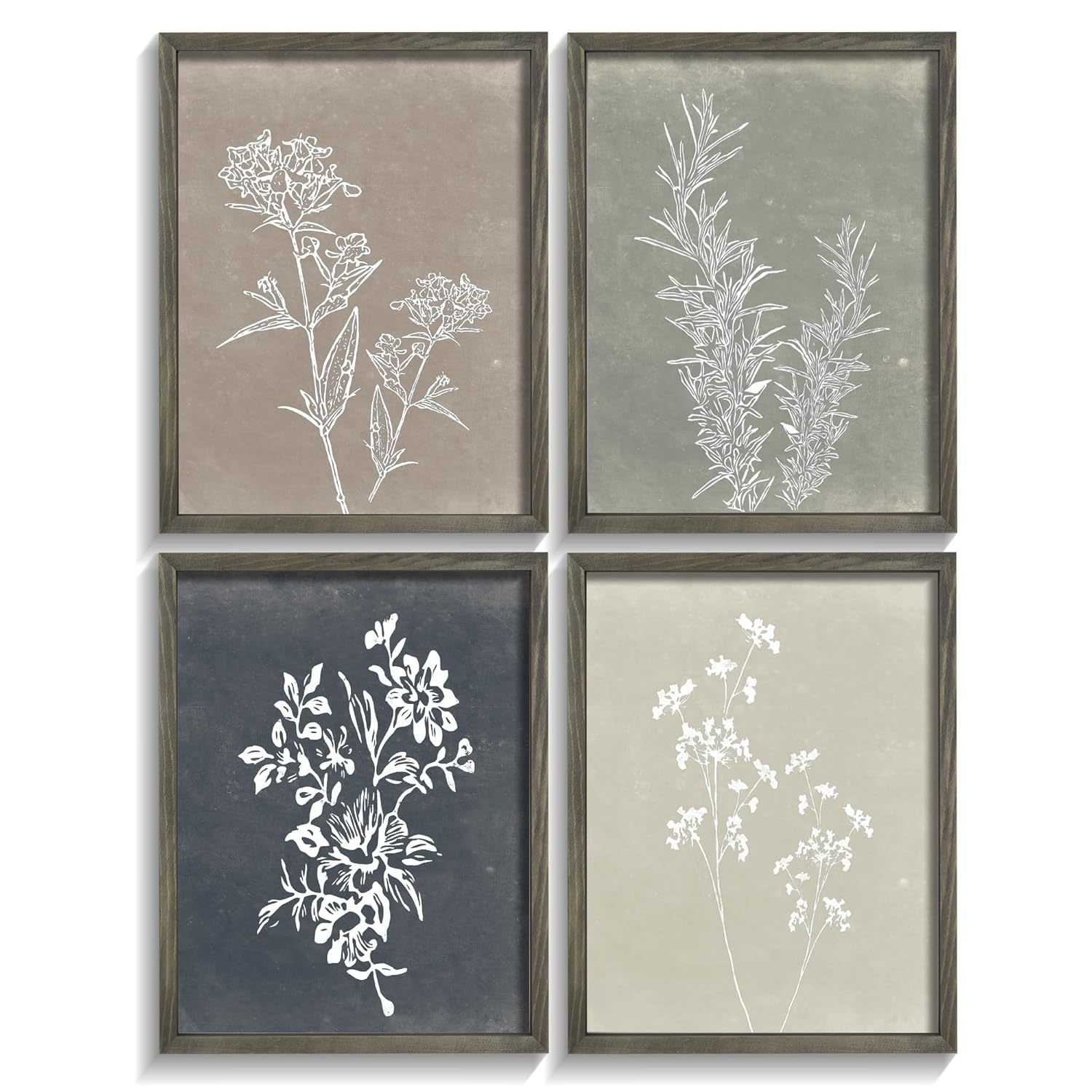 Haus and Hues Floral Wall Art - Set of 4 Plant Posters for Wall Vintage, Botanical Prints, Flower Pictures for Room Aesthetic, Vintage Art Prints, Flower Wall Art (11x14, Unframed)