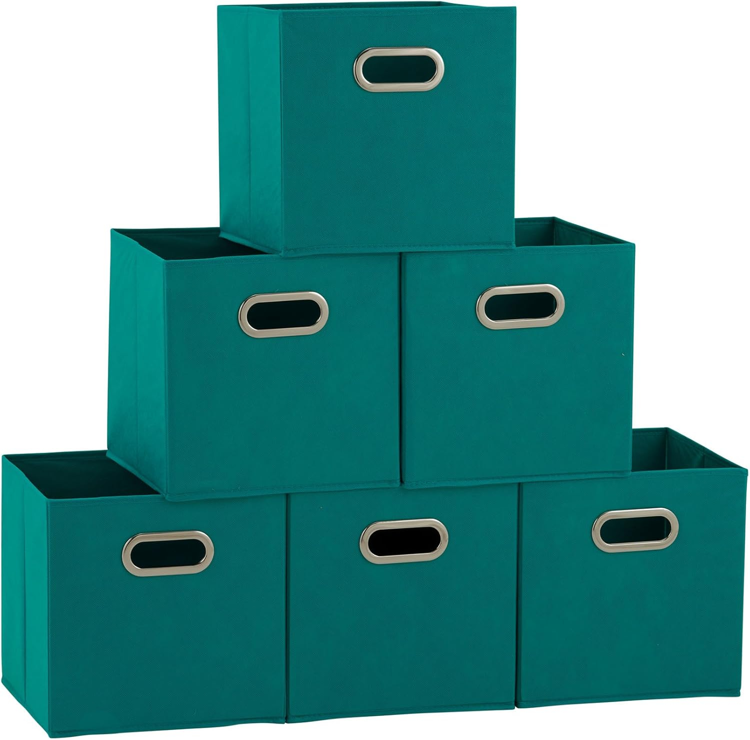 Household Essentials Open Fabric Storage Cube Bins, Aqua, Set of 6