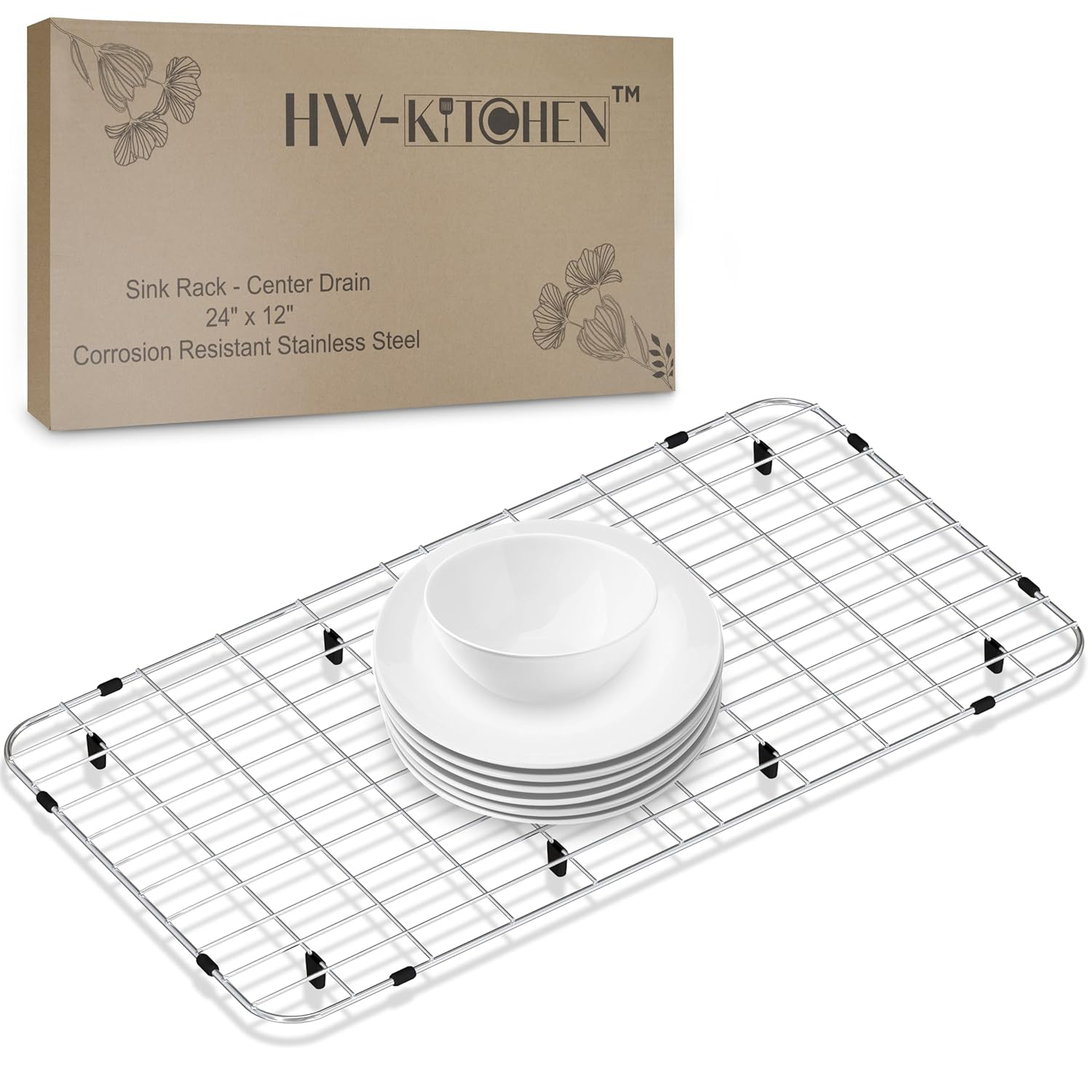 24" x 12" Sink Protector for Kitchen Sink - Stainless Steel Kitchen Sink Rack for Bottom for Sink - Sink Mat - Sink Drying Rack - Kitchen sink protector - Farm Sink Rack for Bottom of Sink