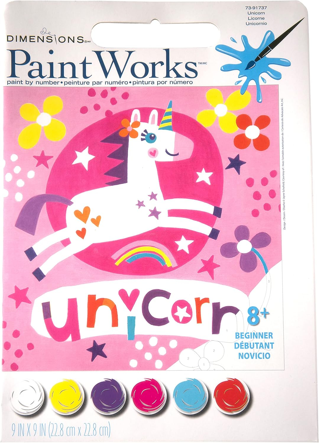 Paint Works Paint By Number Kit 9"X9"-Unicorn