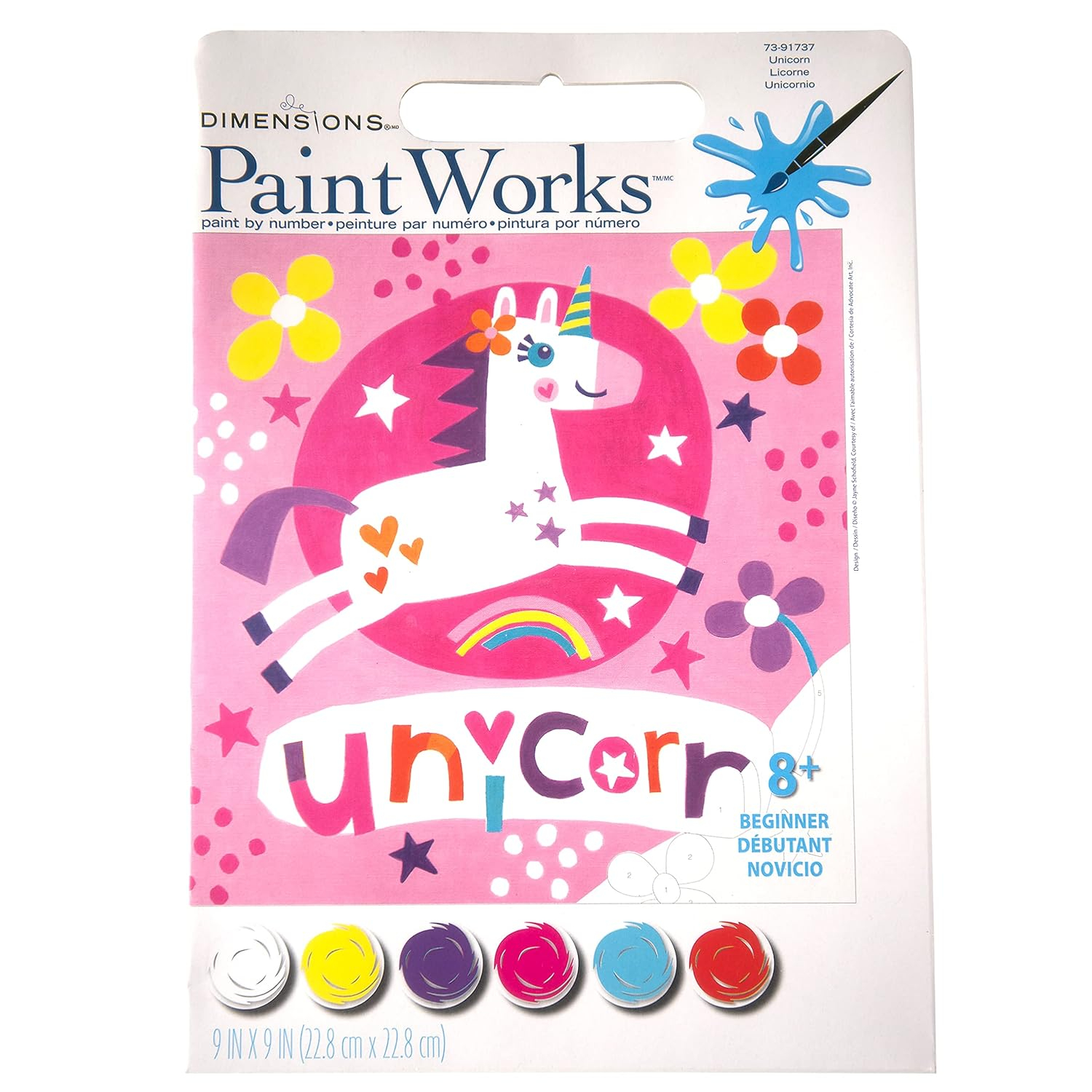Paint Works Paint By Number Kit 9"X9"-Unicorn
