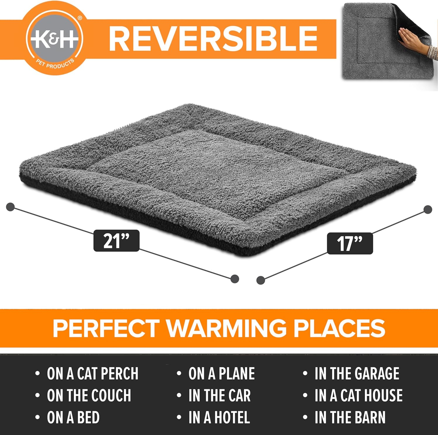 K&H Pet Products Self-Warming Pet Pad Gray/Black 21 X 17 Inches