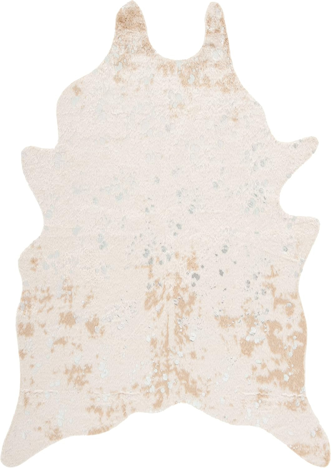 SAFAVIEH Faux Cow Hide Dalia Novelty Area Rug, Beige/Silver, 5' x 6'5"