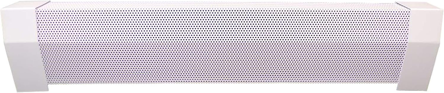 EZ Snap Covers 6 Foot White Standard 7 1/2" Baseboard Heater Cover Galvanized Steel Kit with 2 Closed End Caps & 4 Brackets - FOR HYDRONIC HEAT: NOT for Electric Baseboards