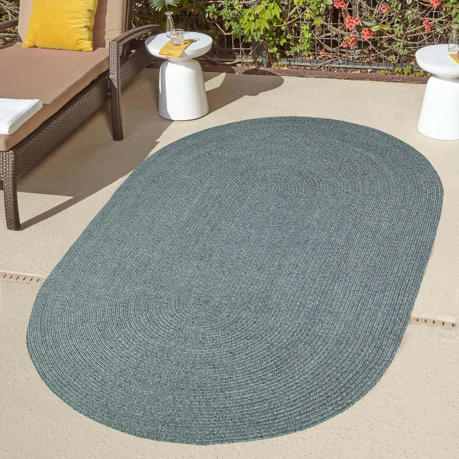 Superior Jute Oval Indoor Area Rug, Lagoon Breeze