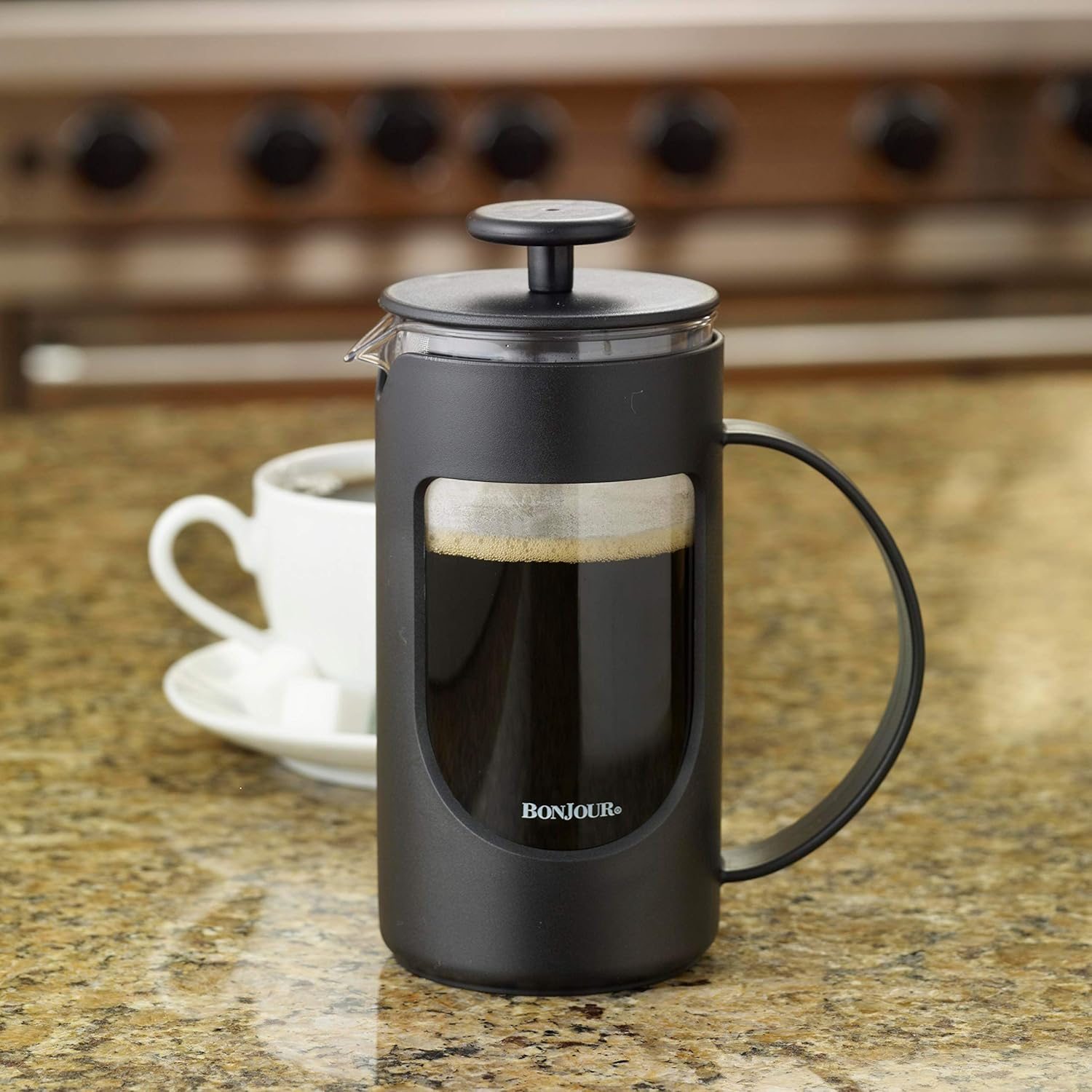 BonJour Coffee 12.7 ounce Unbreakable Plastic French Press, Black