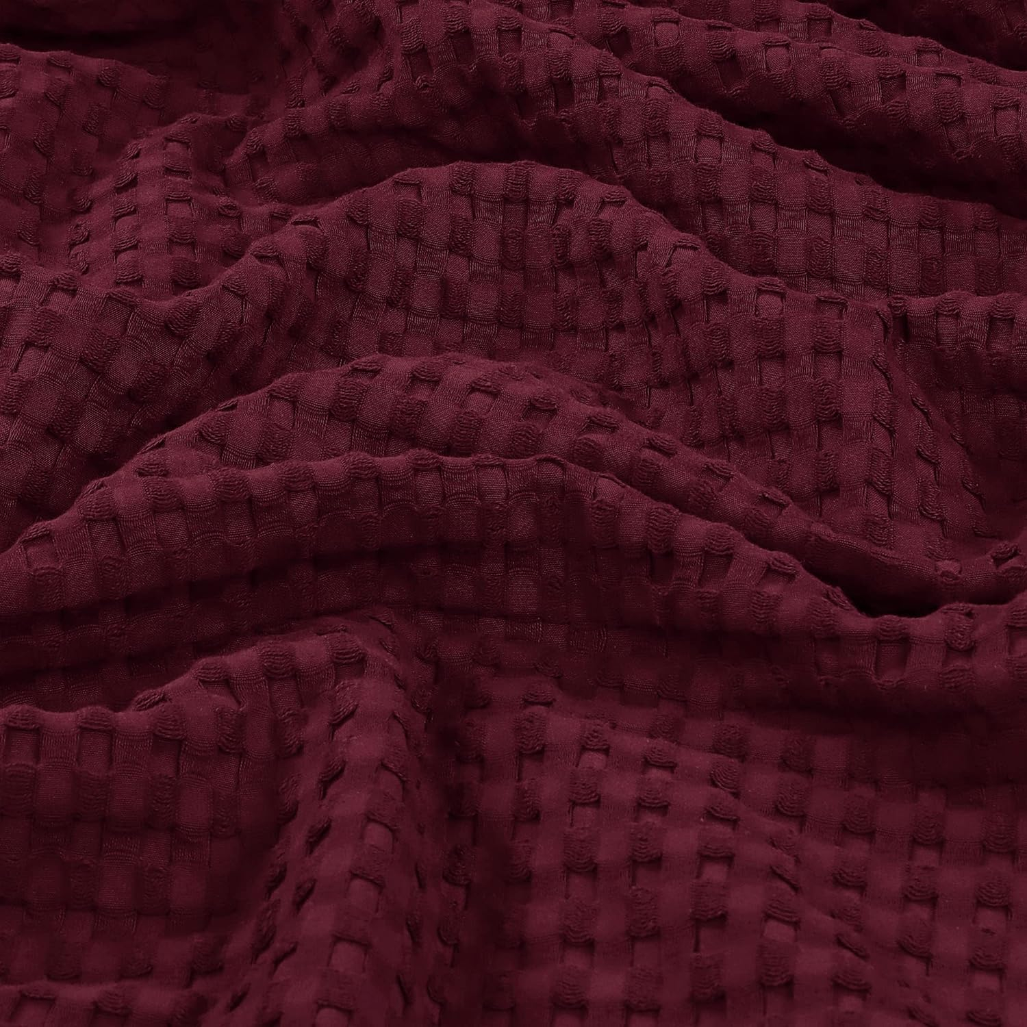 Utopia Bedding Burgundy 100% Cotton Waffle Blanket 300 GSM [Queen - 90x90 Inch] Soft Lightweight Breathable Bed Blanket for All Season