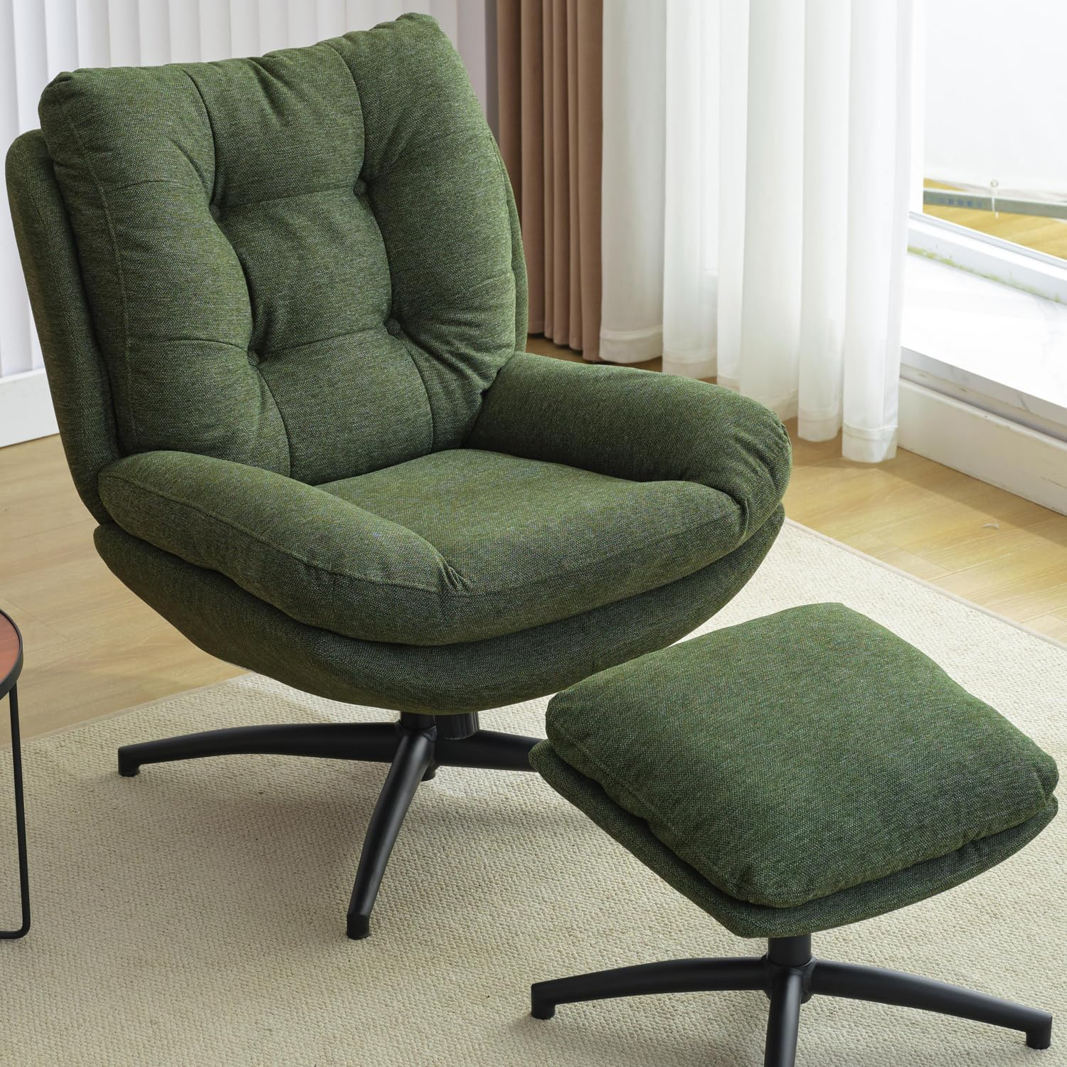 Othniel Green Swivel Accent Chair with Ottoman Rocker Glider Chairs Ottoman Footrest Set