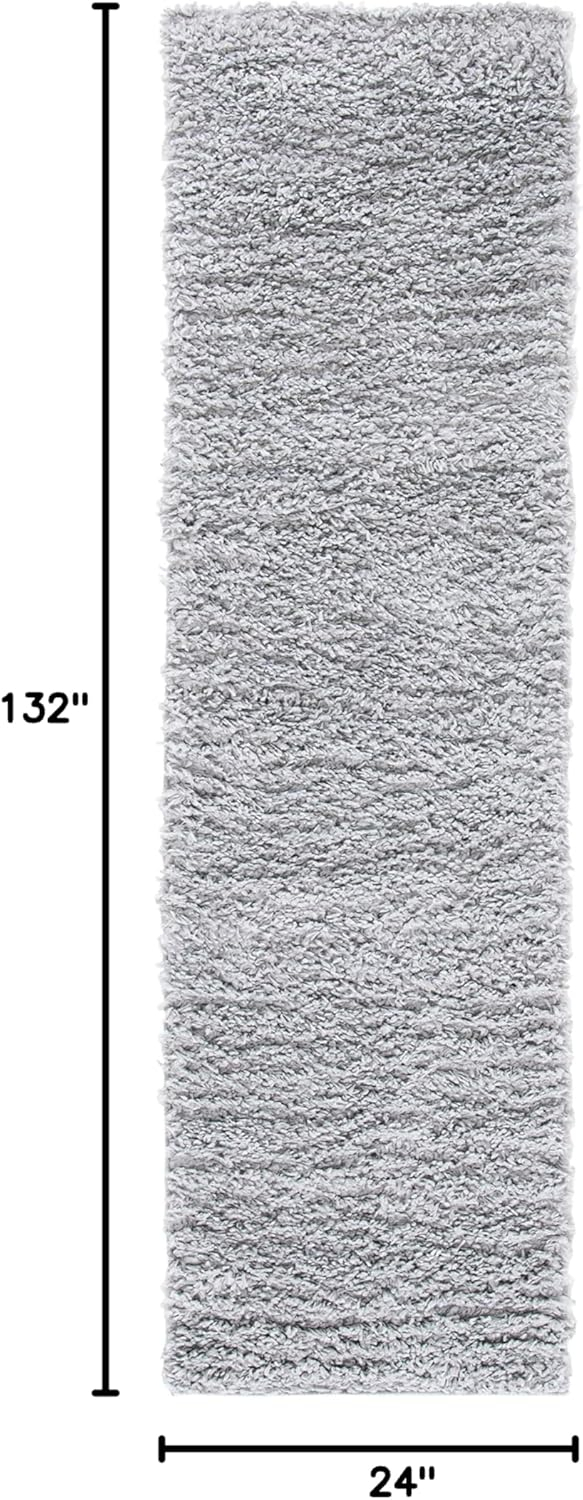Safavieh August Shag 2 x 11 (ft) Loomed Polypropylene Silver Rectangular Indoor Solid Farmhouse/Cottage Runner rug