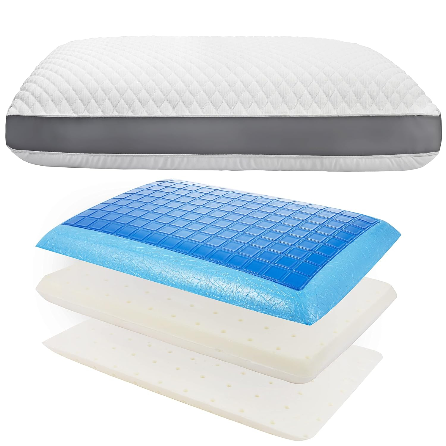 Perfect Cloud The Perfect Pillow Adjustable Cooling Gel Pillows for Sleeping, Dual Temperature Memory Foam Pillow, Standard