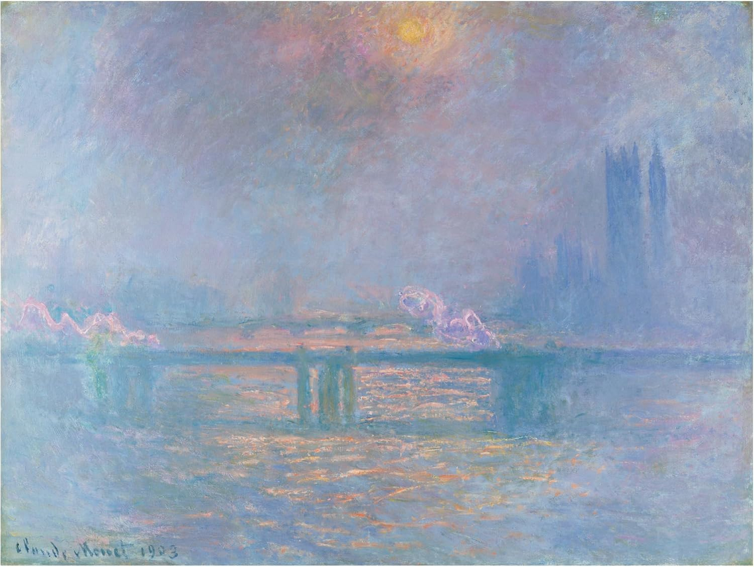 Claude Monet 'The Thames With Charing Cross Bridge' Canvas Art