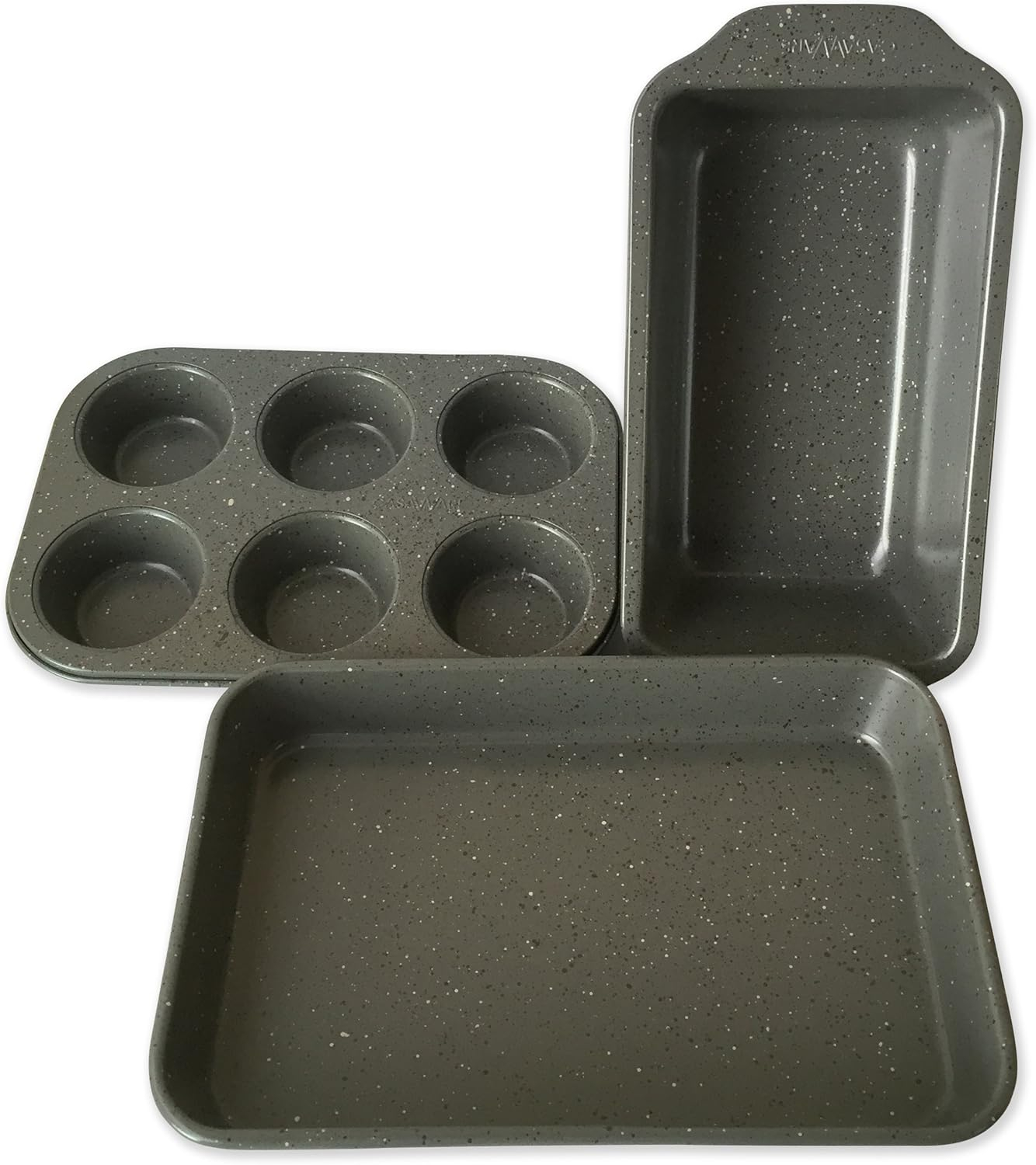 Silver Granite Ceramic Non-Stick Toaster Oven 3-Piece Set