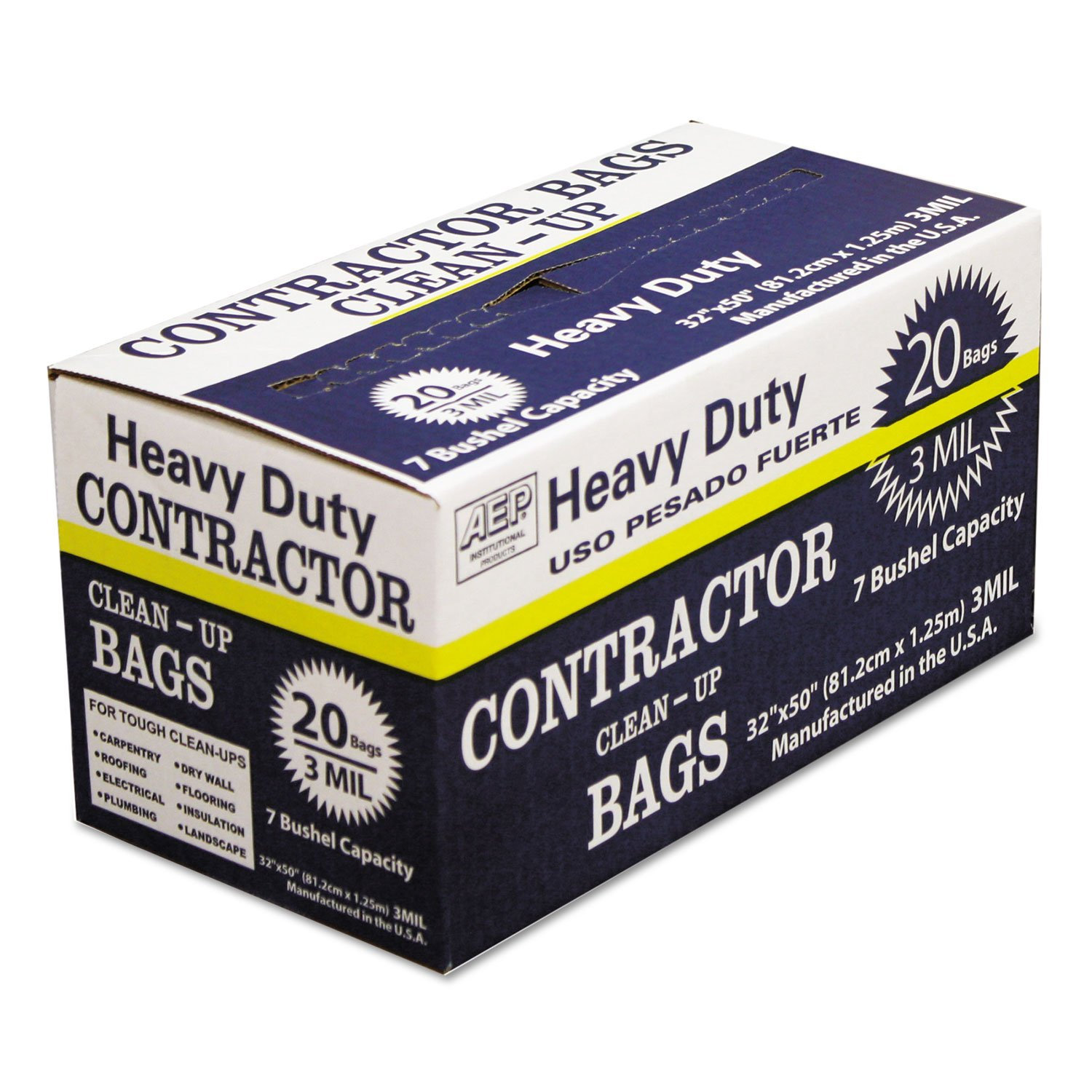 Berry Global 45 Gallon Contractor Bag 32" x 50" Low Density 3 mil Black 20 Bags/Box (0186470-181844)