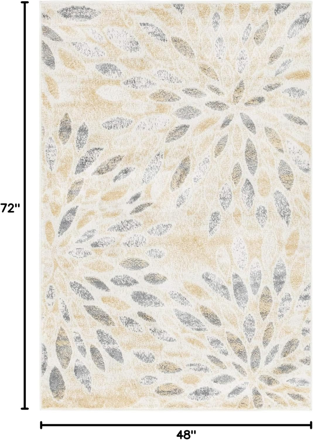 Rugs.com Charleston Collection Rug – 4' x 6' Yellow Low-Pile Rug Perfect For Living Rooms, Large Dining Rooms, Open Floorplans