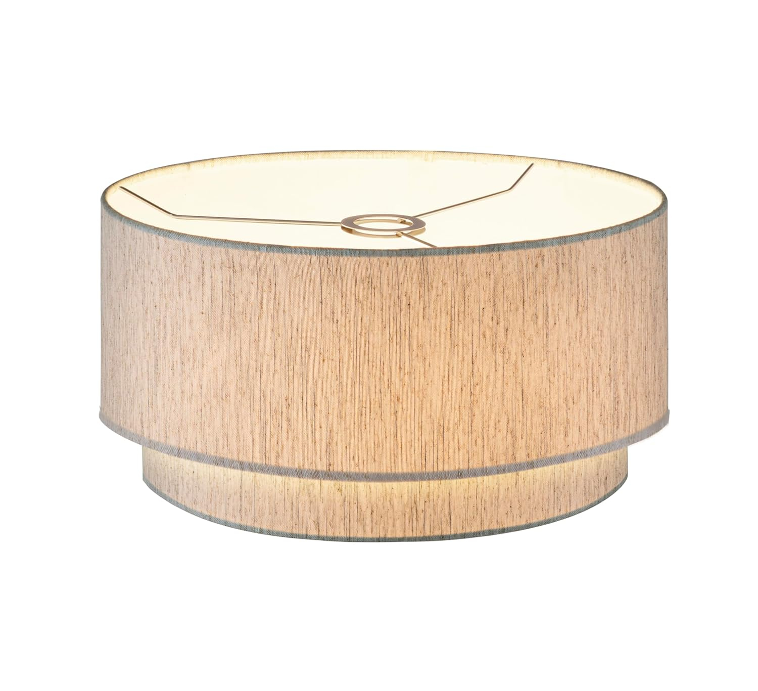 Artiva USA 16.5"X16.5" X 8"H Large Premium Double Drum Linen Shade - TAN, Fully Assemble, One Piece Shade