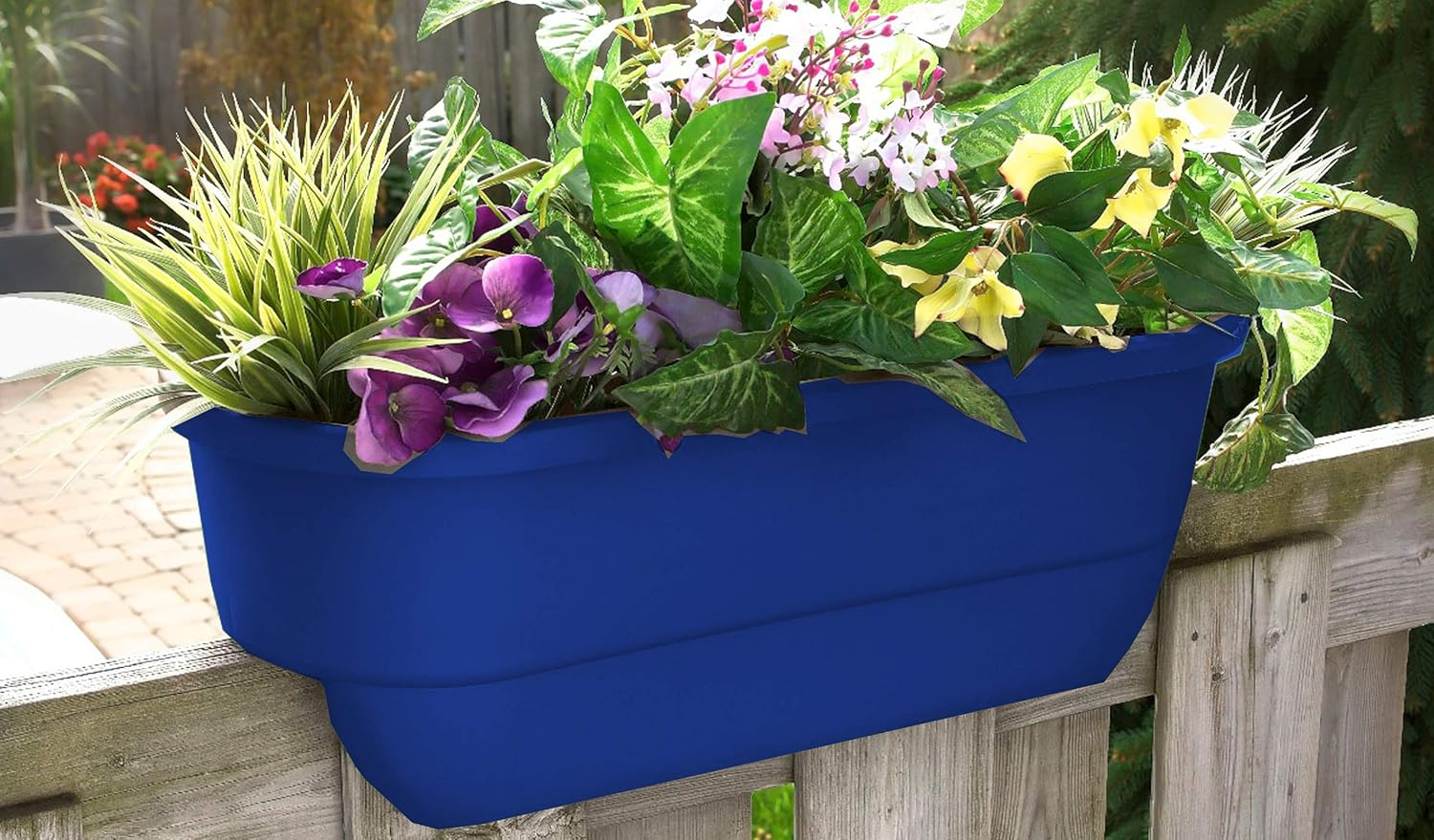 HOME DEK DEKOR DUAL-BLUE Dual Rail Planter