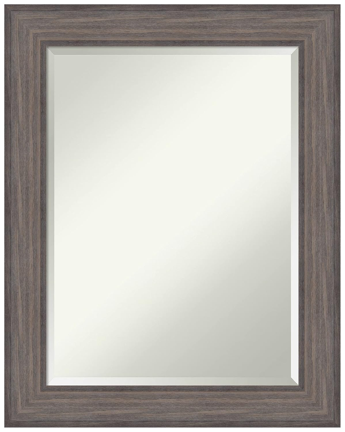 Amanti Art Beveled Wood Wall Mirror - Country Barnwood Frame Country Barnwood Outer Size: 23 x 29 in