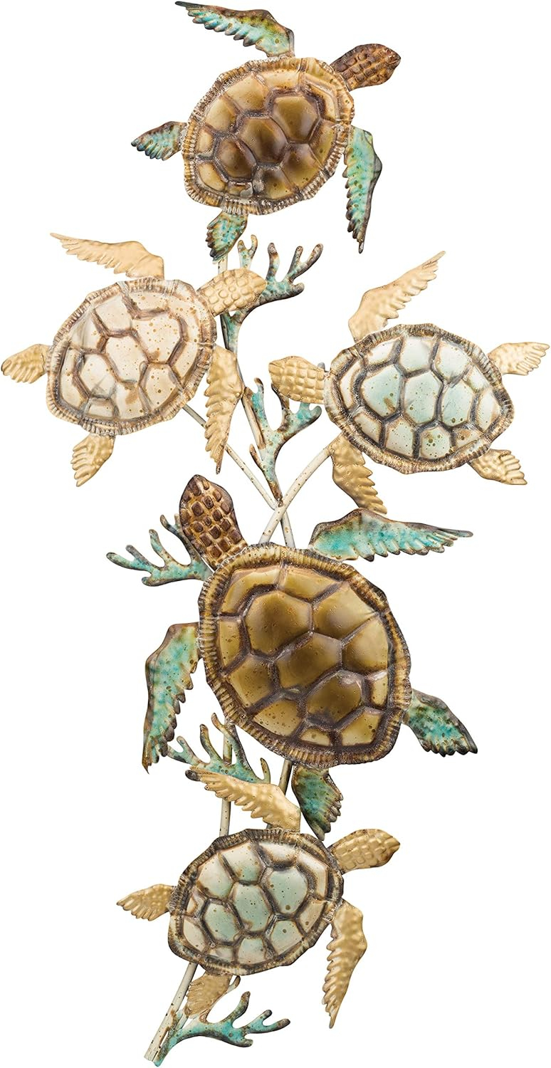 31" Blue and Green Metal Sea Turtle Wall Decor