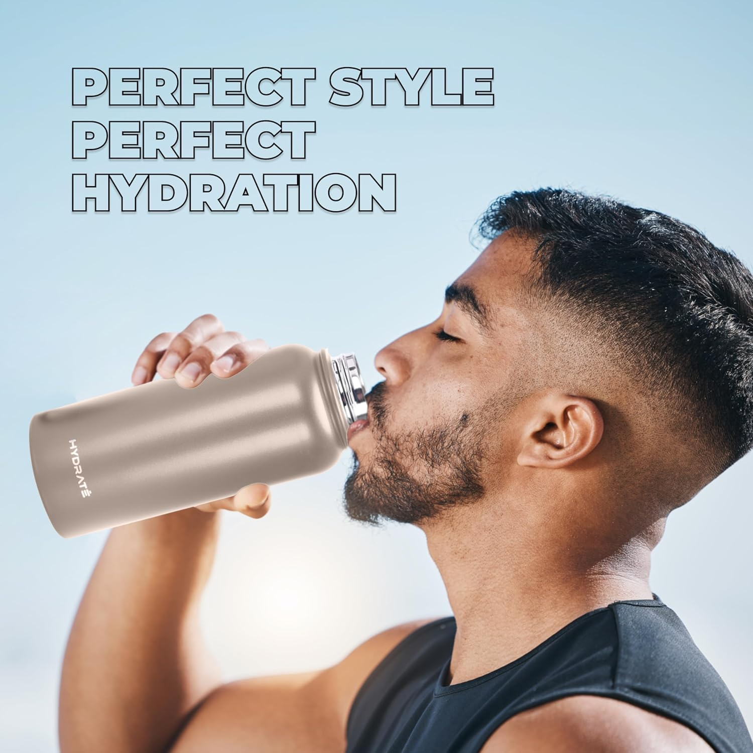 Hydrate Insulated Water Bottle Stainless Steel - Large 1L Flask Water Bottles with Leak-Proof Design and Handle - Stay Refreshed Double Vacuum Insulation for School, Work, or Adventure