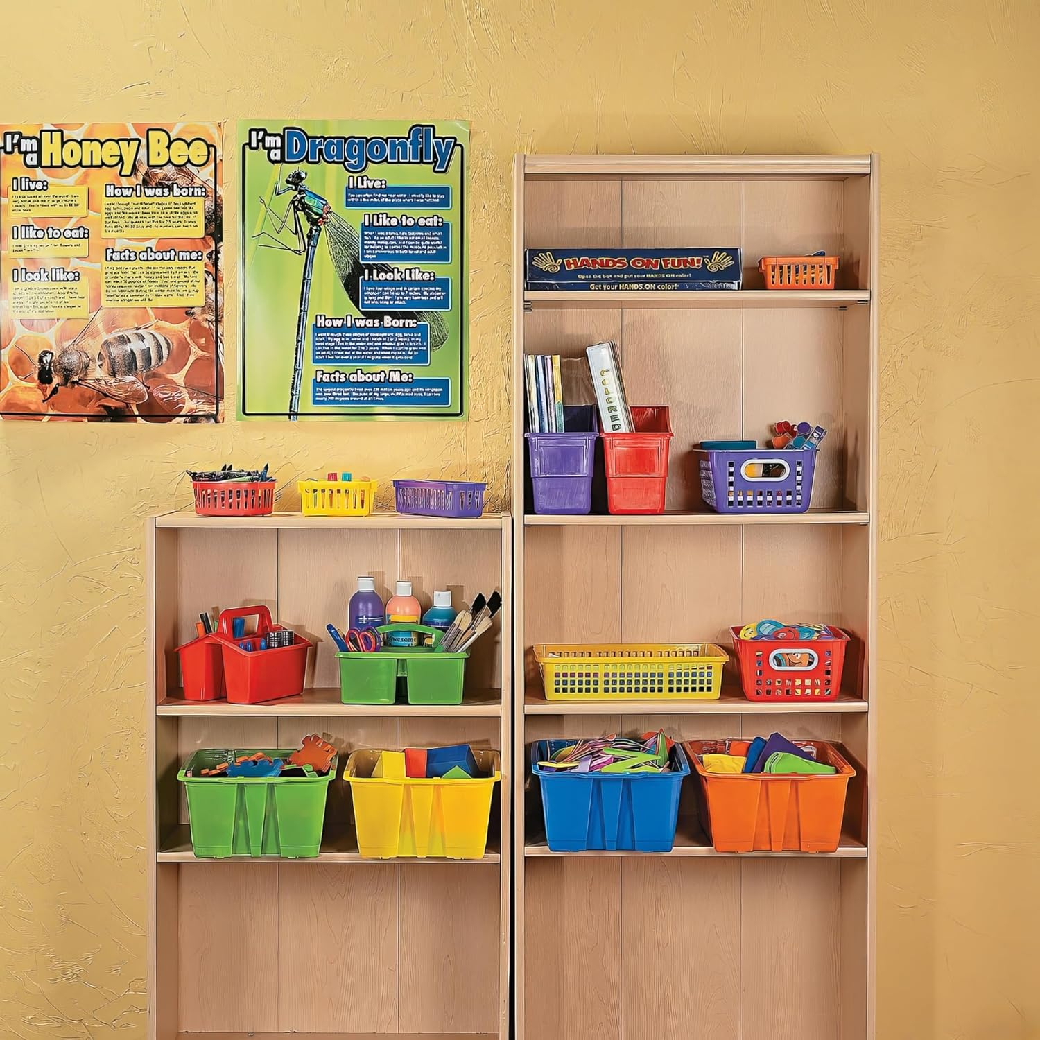 Classroom Small Square Plastic Basket - Educational - 6 Pieces