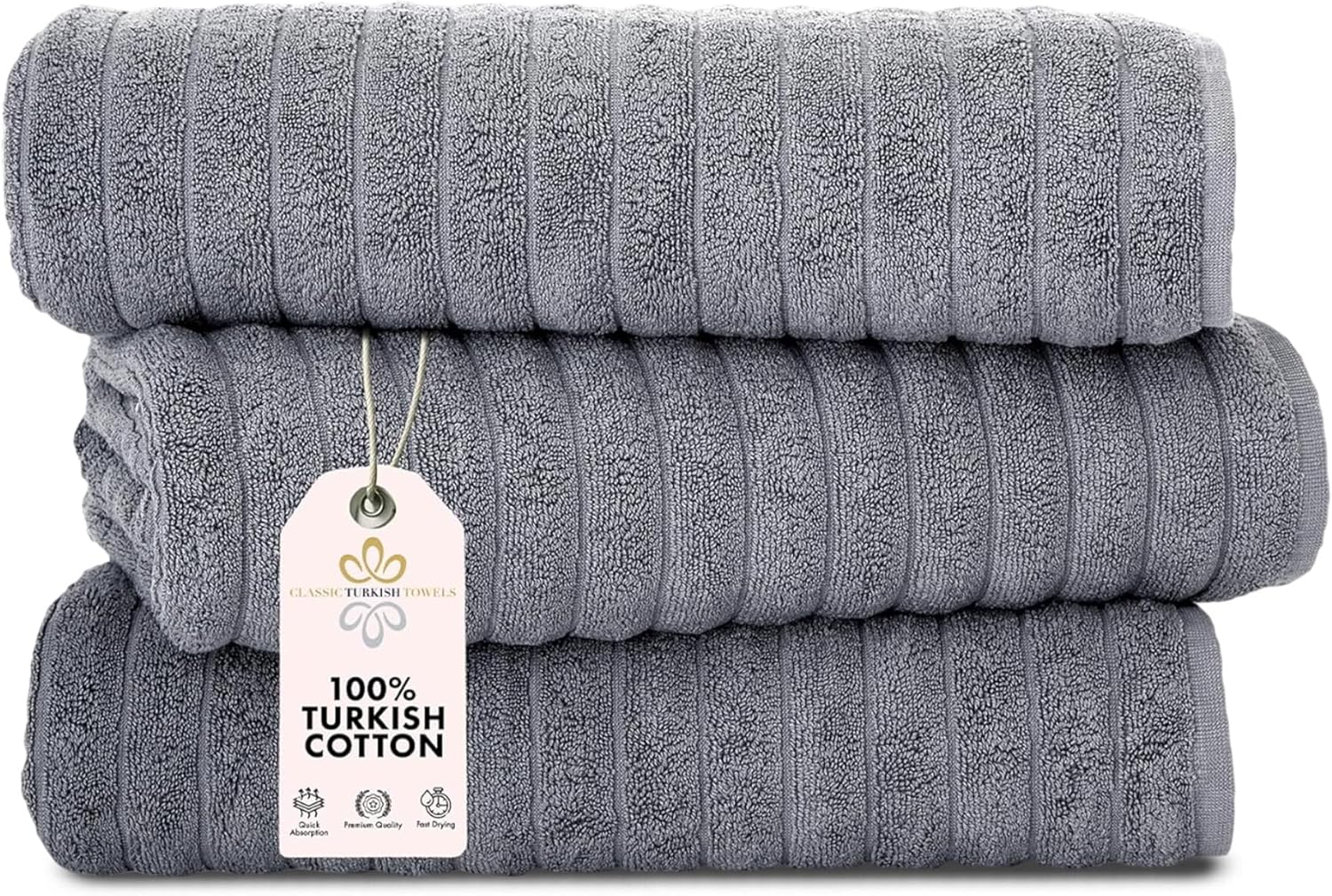 Oversized Grey Turkish Cotton Kids Washcloth Set