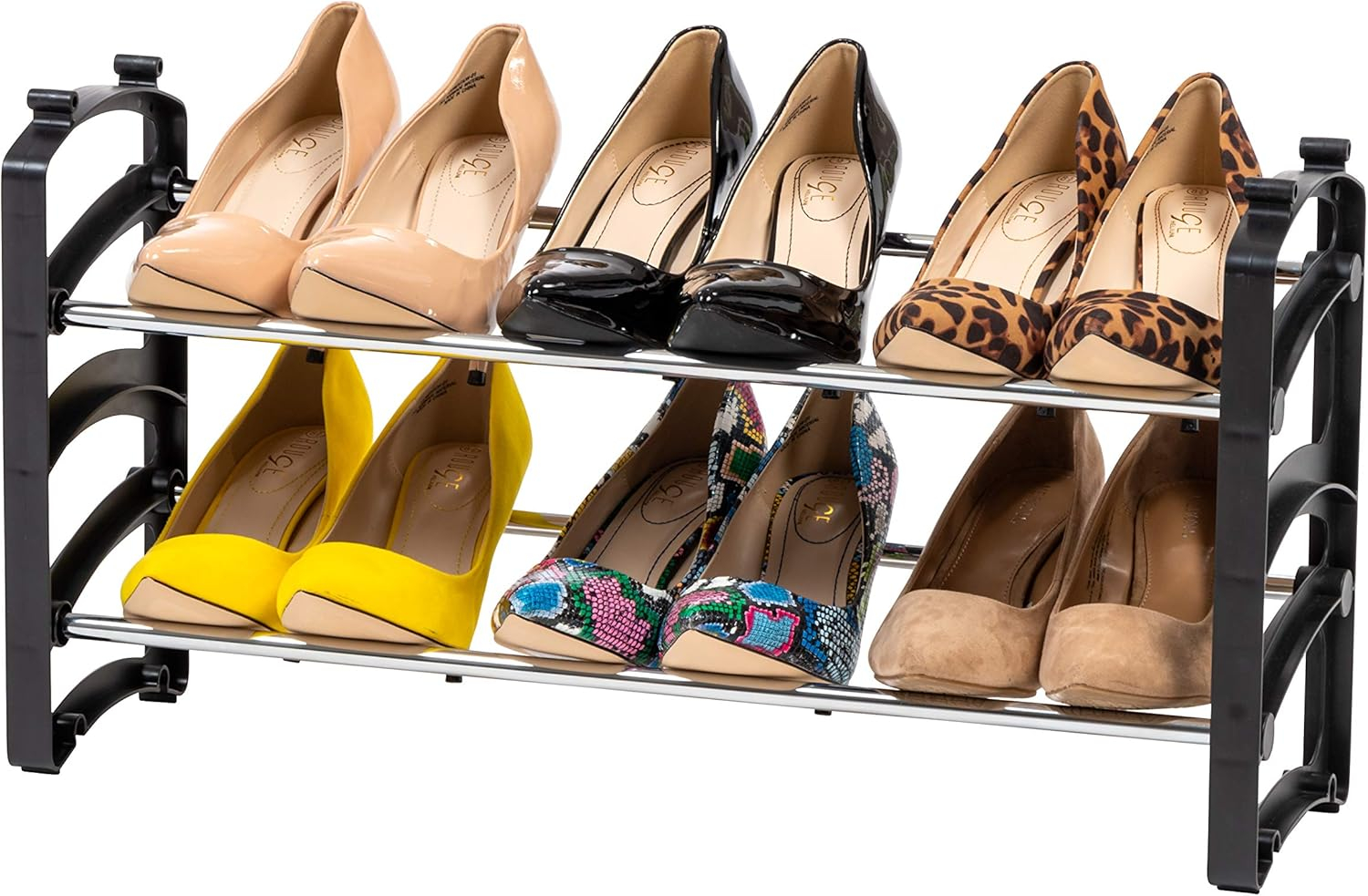 IRIS USA 2-Tier 6 Pairs Slim Metar Shoe Racks for Entryway