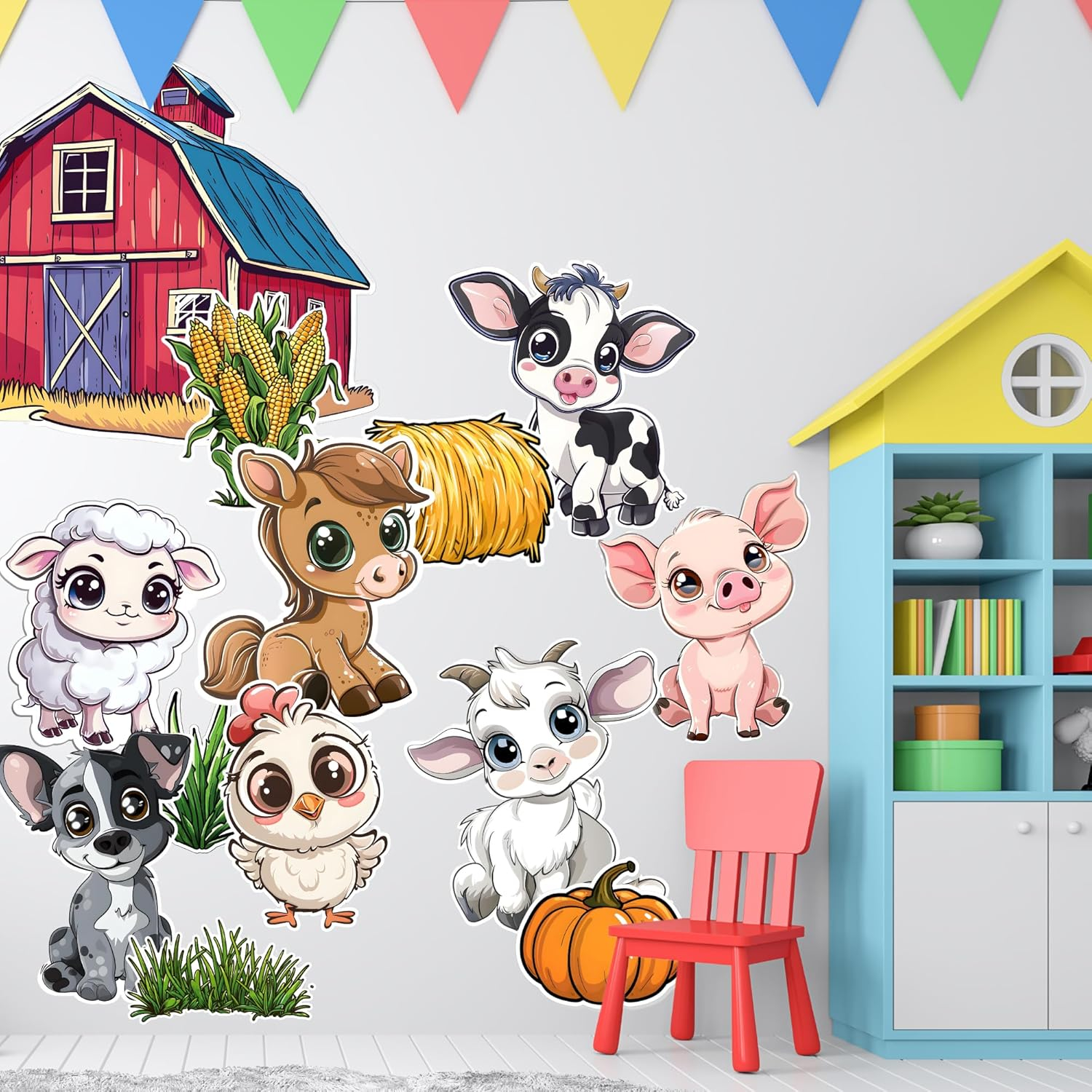 Farm Animal Stickers for Walls - Hi-Res Vinyl Animal Wall Decals for Nursery & Classroom - Animal Stickers for Kids Room Wall Decor - Easy Application Adhesive Decals