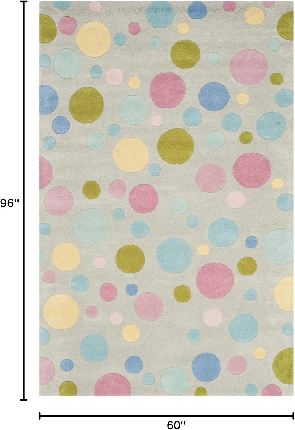 SAFAVIEH Soho Dots Polka Dots Wool Area Rug, Grey/Multi, 5' x 8'