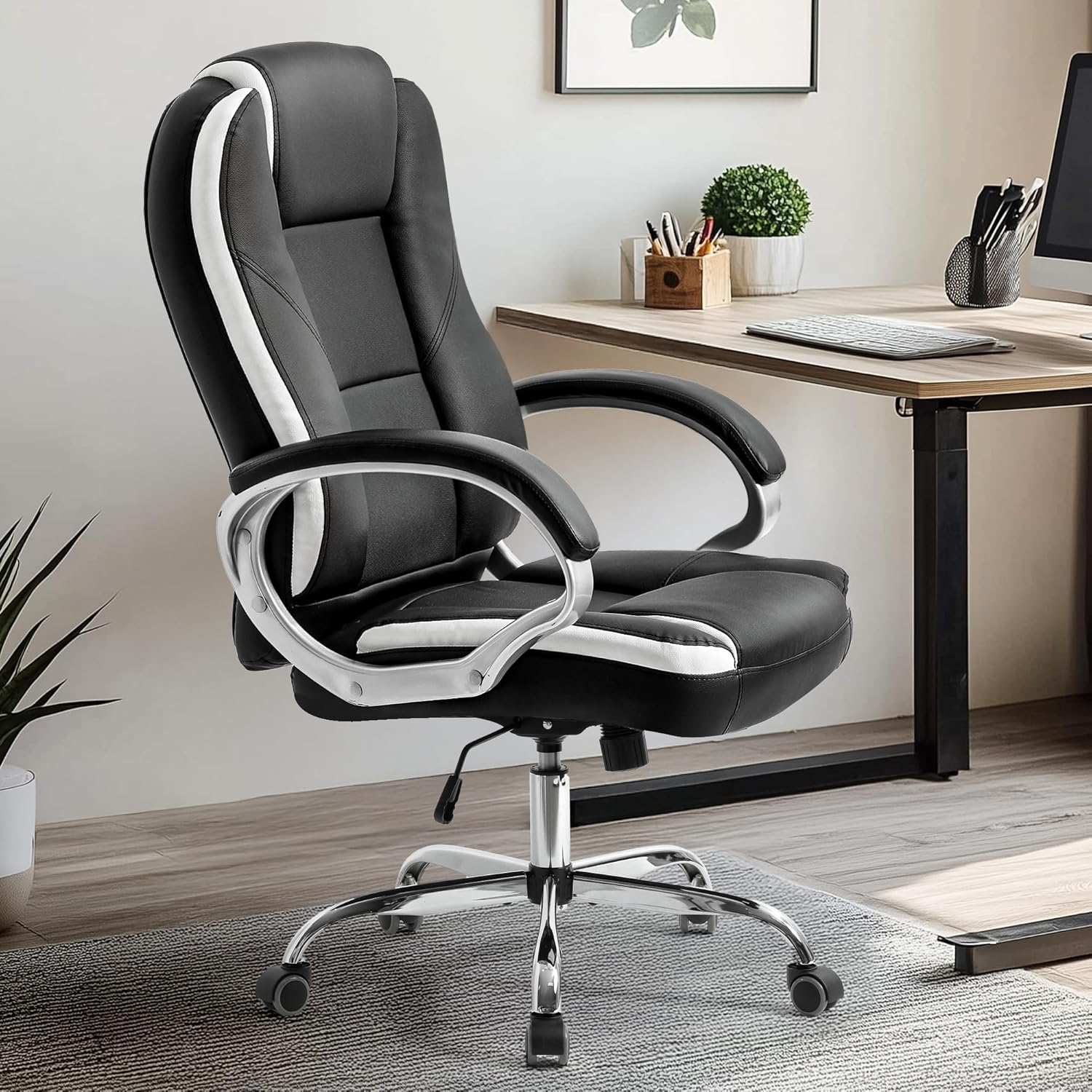 Neo Chair Home Office Chair, 8 Hours Comfort, Heavy Duty Design, Ergonomic High Back Cushion Lumbar Back Support, Computer Desk Chair, Executive Chair for Work, Black
