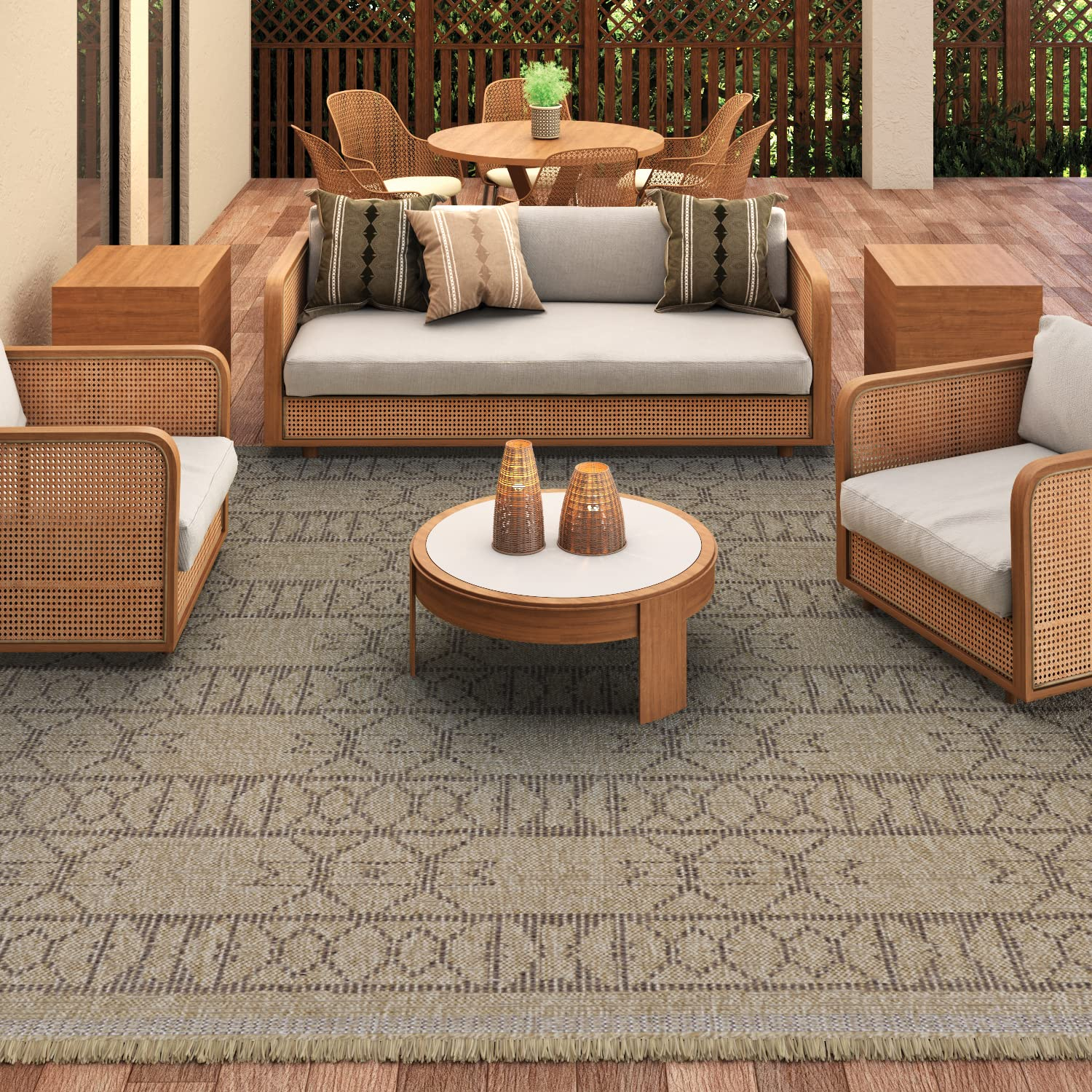 Couristan Naturalistic Adobe Indoor/ Outdoor Area Rug, Natural-Brown, 6'6" x 9'