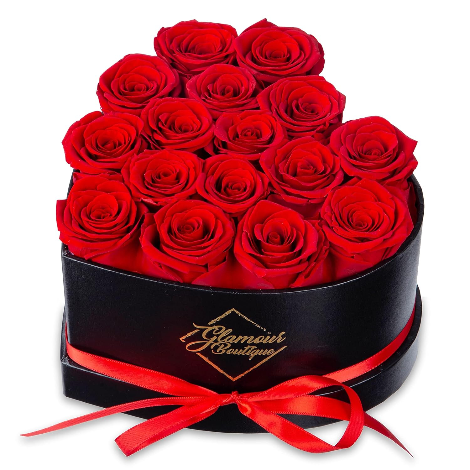 16 Flower Forever Heart Shape Box - Preserved Roses Gift for Her, Preserved Flowers, Red