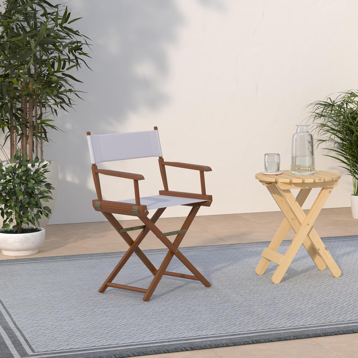 "18" Director's Chair Honey Oak Frame-White Canvas"