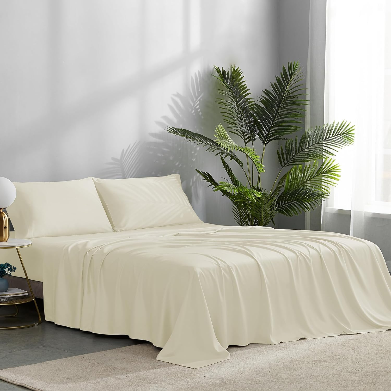White Bamboo Deep Pocket King Sheet Set