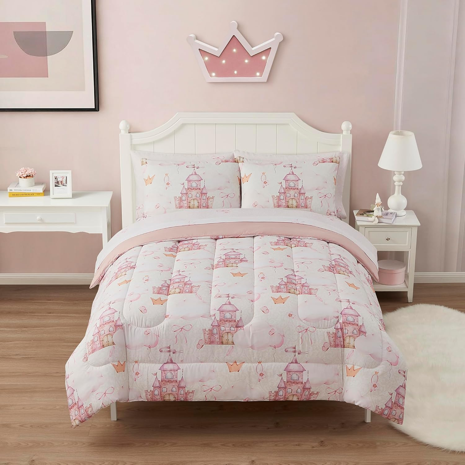 Kids Bedding Set Bed in a Bag for Boys and Girls Toddlers Printed Sheet Set and Comforter, Full, Fairytale Princess