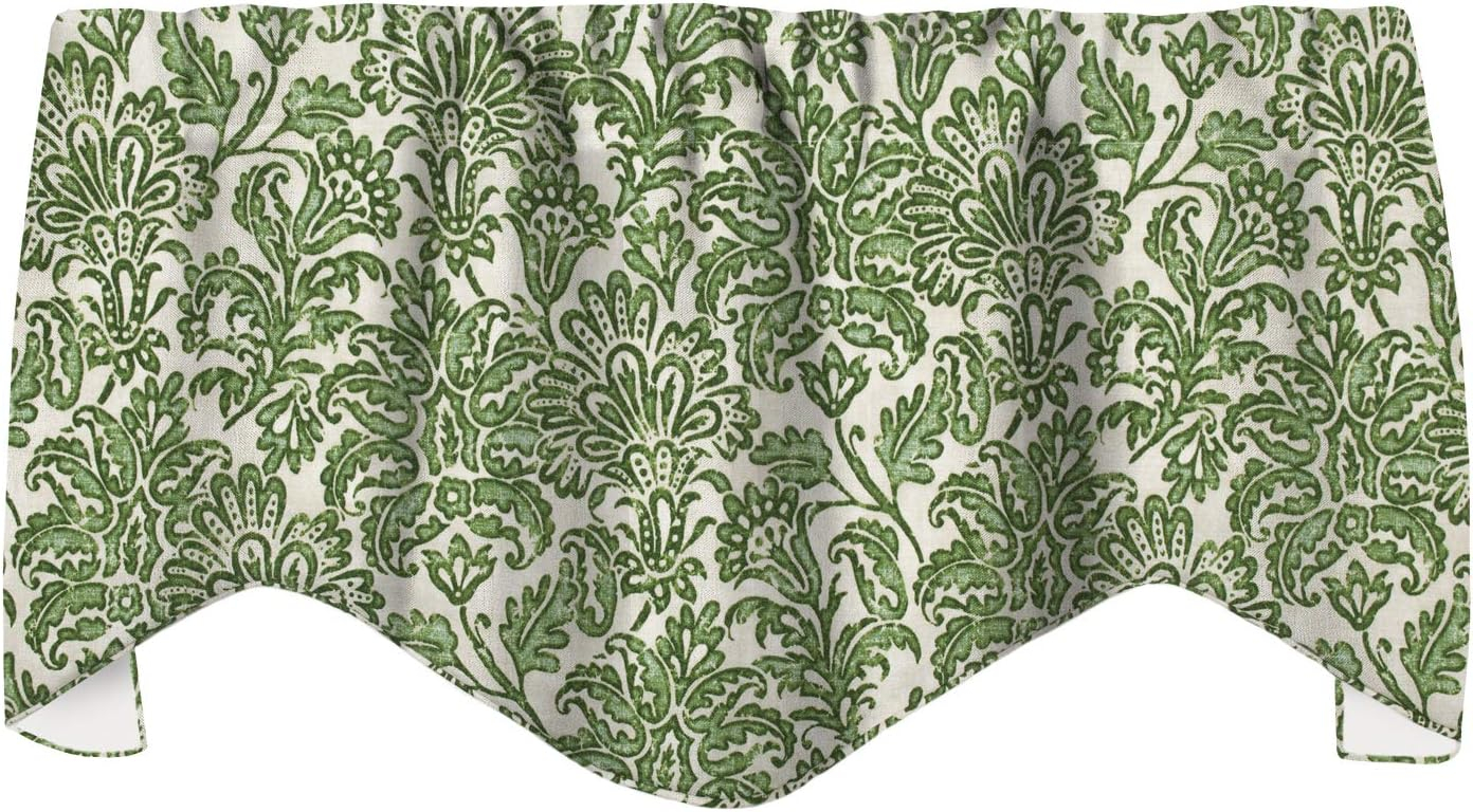 Valances for Kitchen Curtains, Living Room Window Treatments Made in USA with Tommy Bahama Fabric, Swag Green Batik, Rod Pocket 53" x 18"