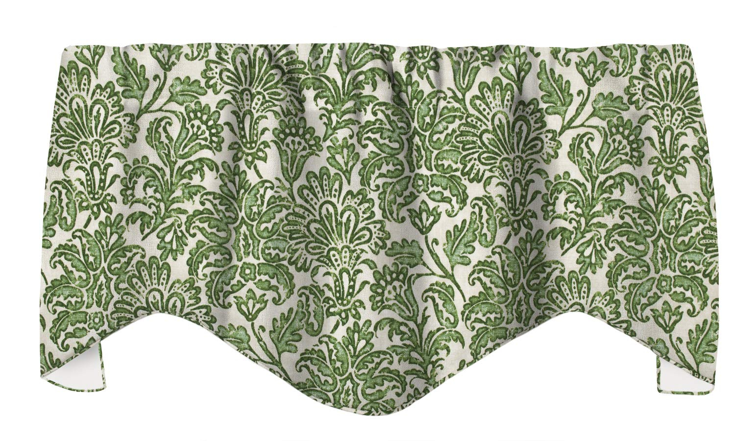 Valances for Kitchen Curtains, Living Room Window Treatments Made in USA with Tommy Bahama Fabric, Swag Green Batik, Rod Pocket 53" x 18"