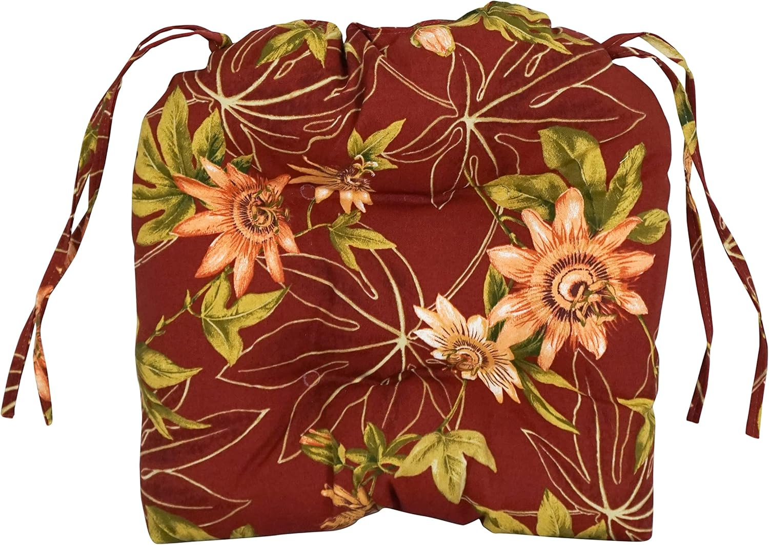 Passion Ruby Floral Tufted Outdoor Chair Cushions, Set of 6