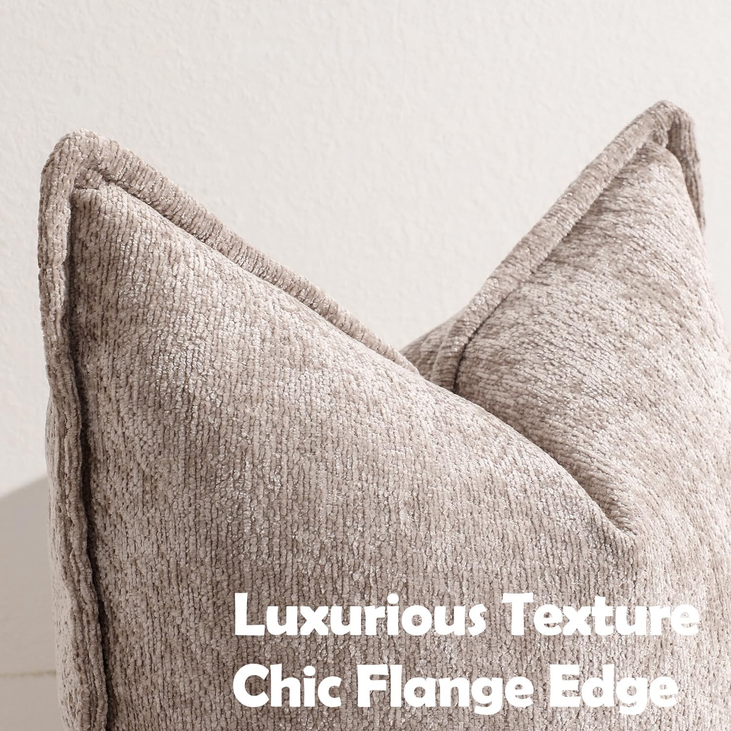 DEZENE Pack of 2 Khaki Decorative Throw Pillow Covers 12x20 Cozy Soft Chenille Accent Vintage Rectangular Lumbar Couch Pillow Covers for Home Decor Bed Sofa Living Room