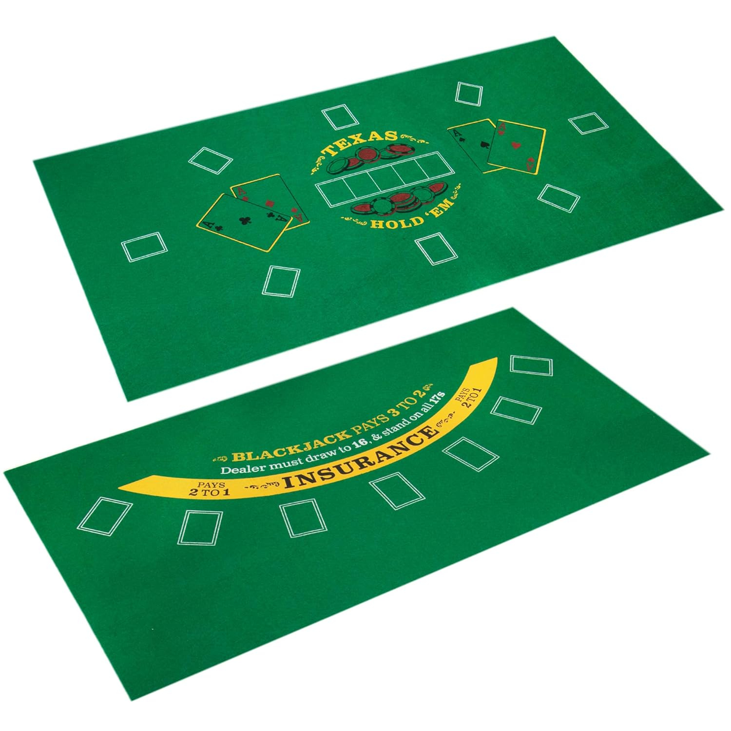 Green Double-Sided Felt Poker and Blackjack Tabletop Mat