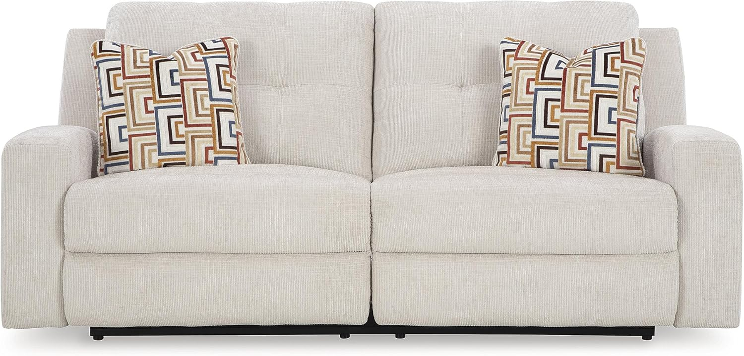 Stone Gray Tufted Fabric Manual Reclining Sofa with Track Arms