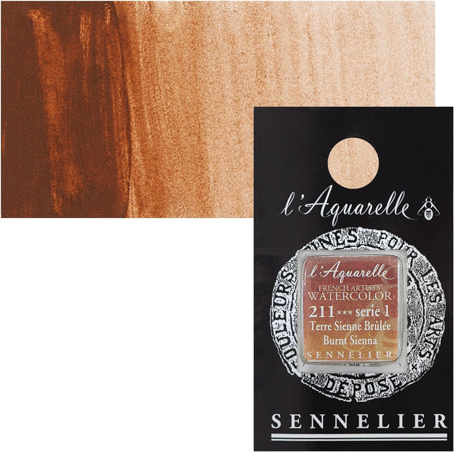 Sennelier Burnt Sienna French Artists' Watercolor Half Pan