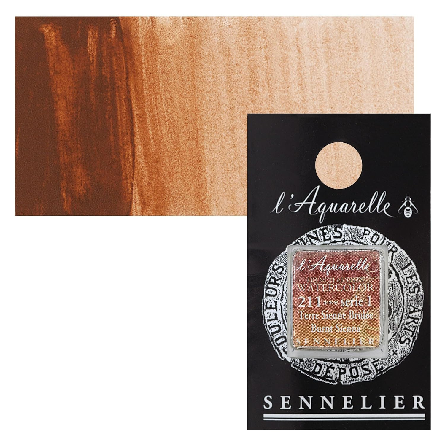 Sennelier Burnt Sienna French Artists' Watercolor Half Pan