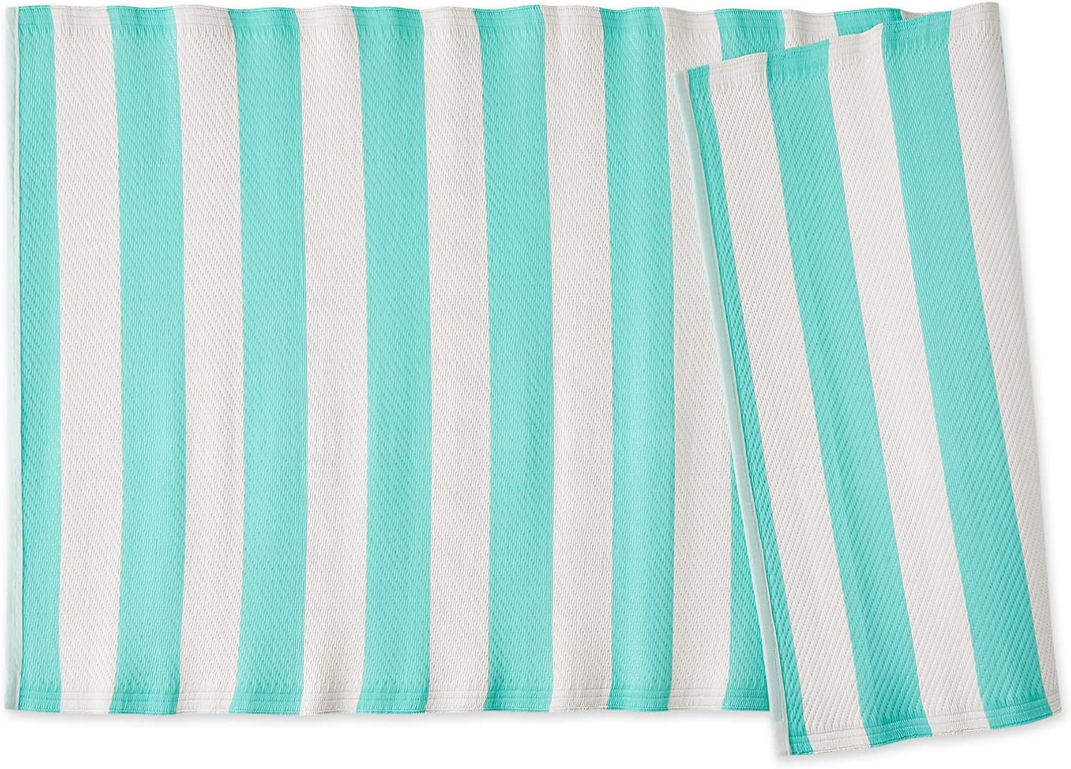 DII Outdoor Rug Collection Reversible Woven Polypropylene Mat, 3x6-Feet, Aqua & White