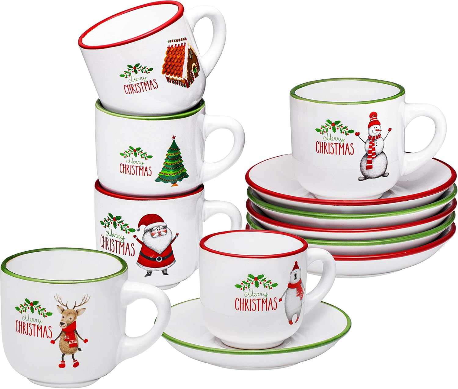 Bruntmor | Espresso Cups With Saucers By Bruntmor - 6 Ounce - Set Of 6 Matte