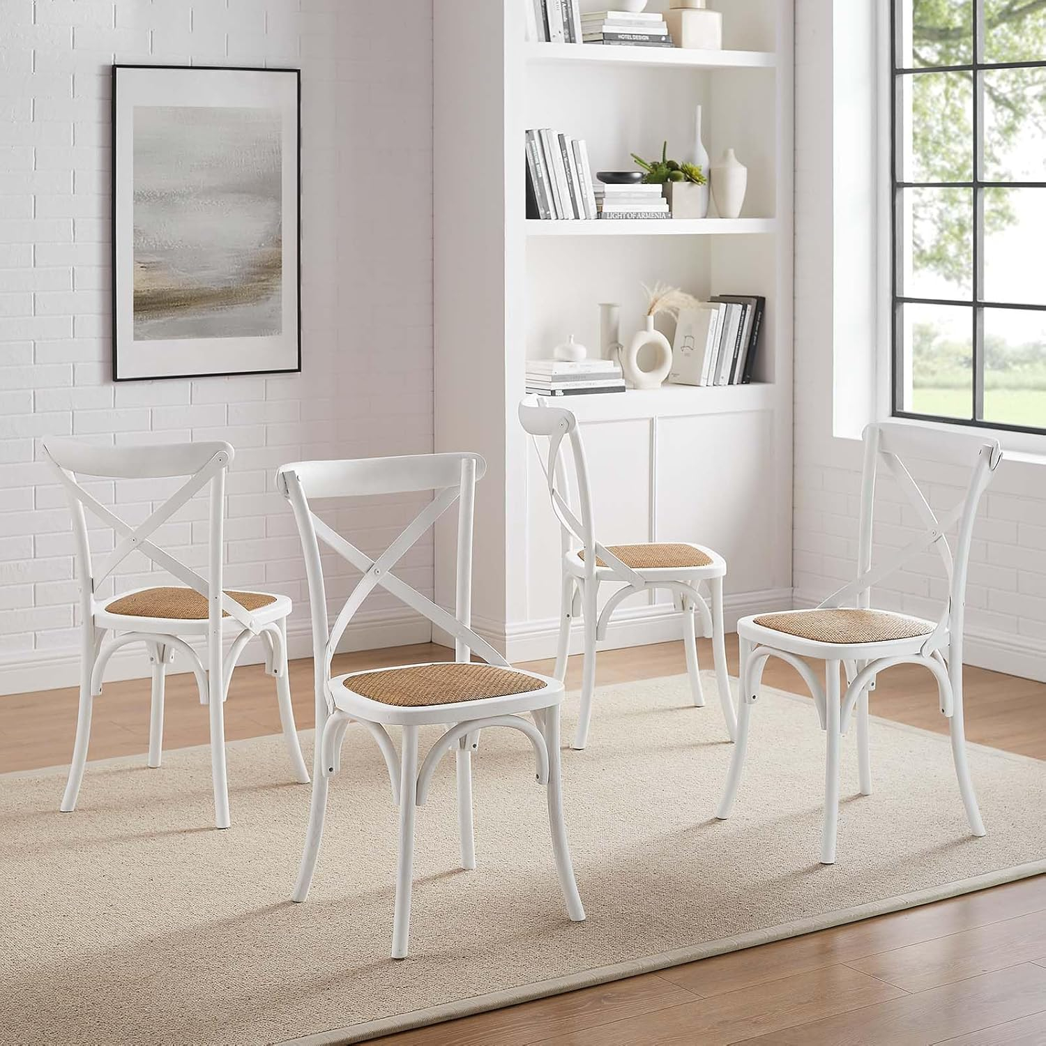 Modway Gear Dining Side Chair Set of 4 in White
