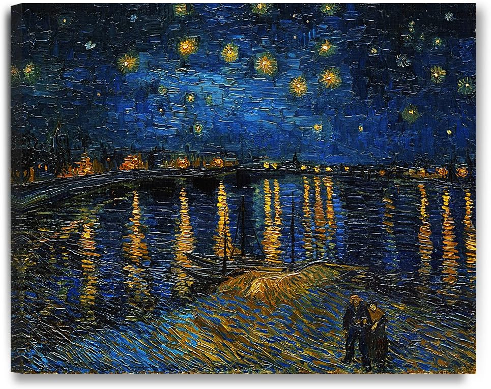 DECORARTS - Starry Night Over The Rhone By Vincent Van Gogh Art Classic Art. Giclee Prints Canvas Wall Art for Wall Decor. 30x24x1-1/2 in