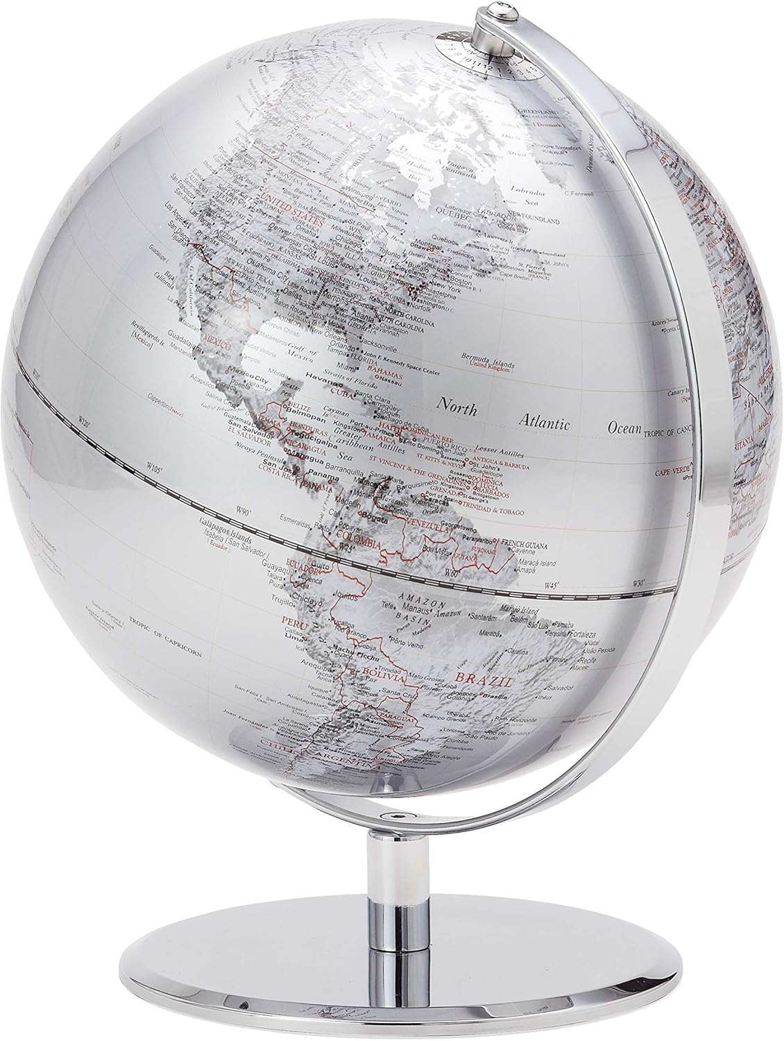 Torre & Tagus Latitude World Globe, 95, Silver