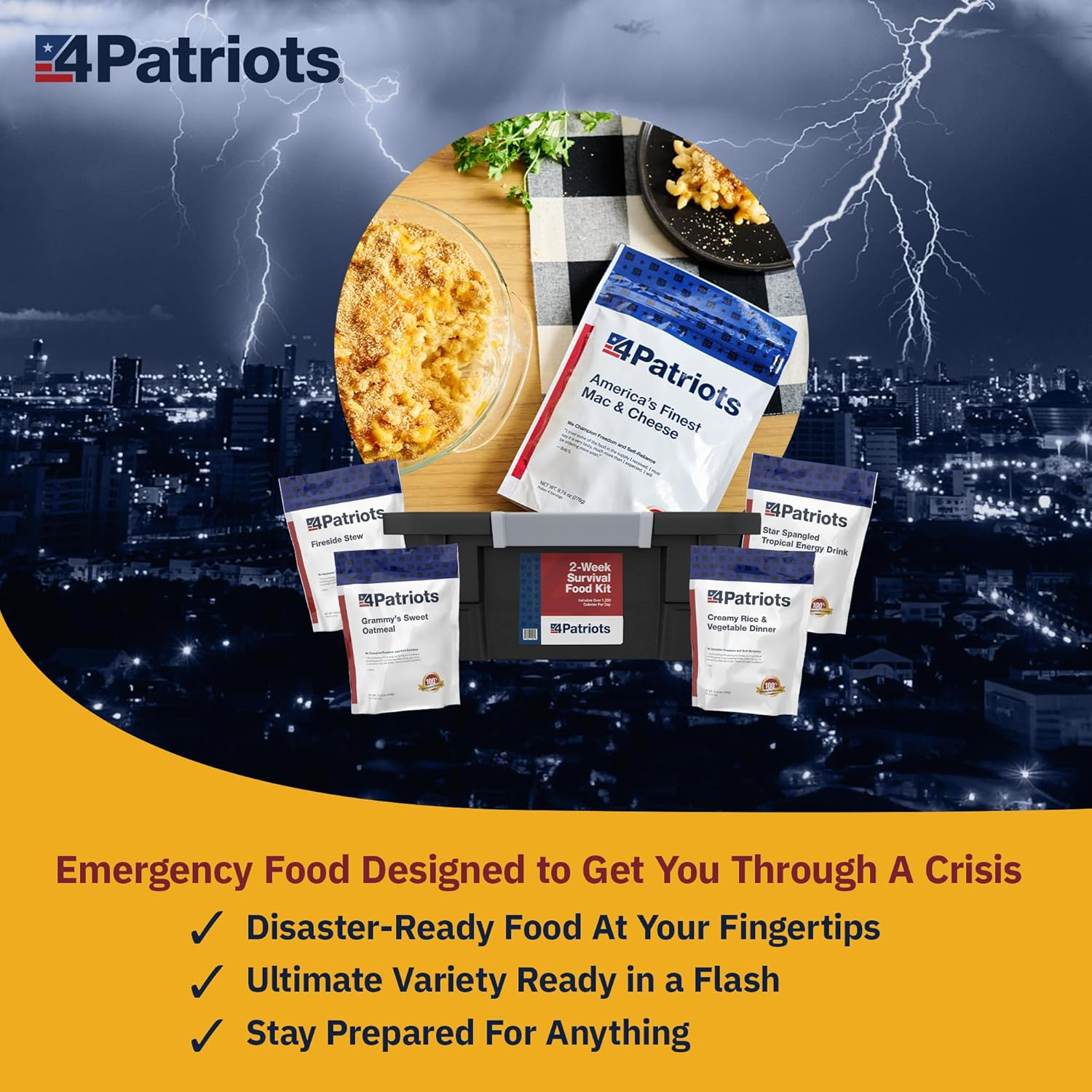 4Patriots 1-Week Emergency Food Supply Kit with Cheese and Sweet Flavors
