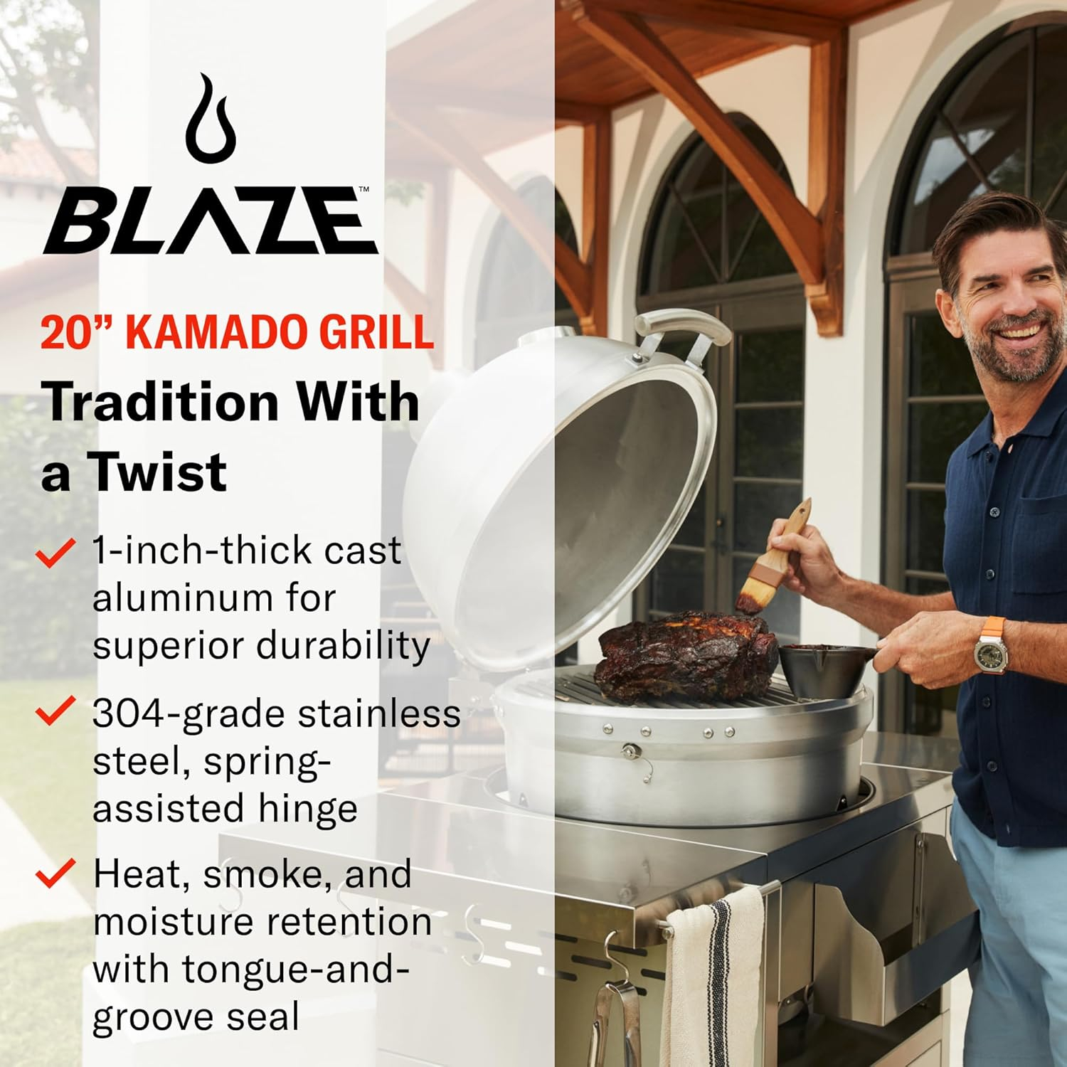 Blaze 20-Inch Cast Aluminum Kamado Grill - BLZ-20-KAMADO