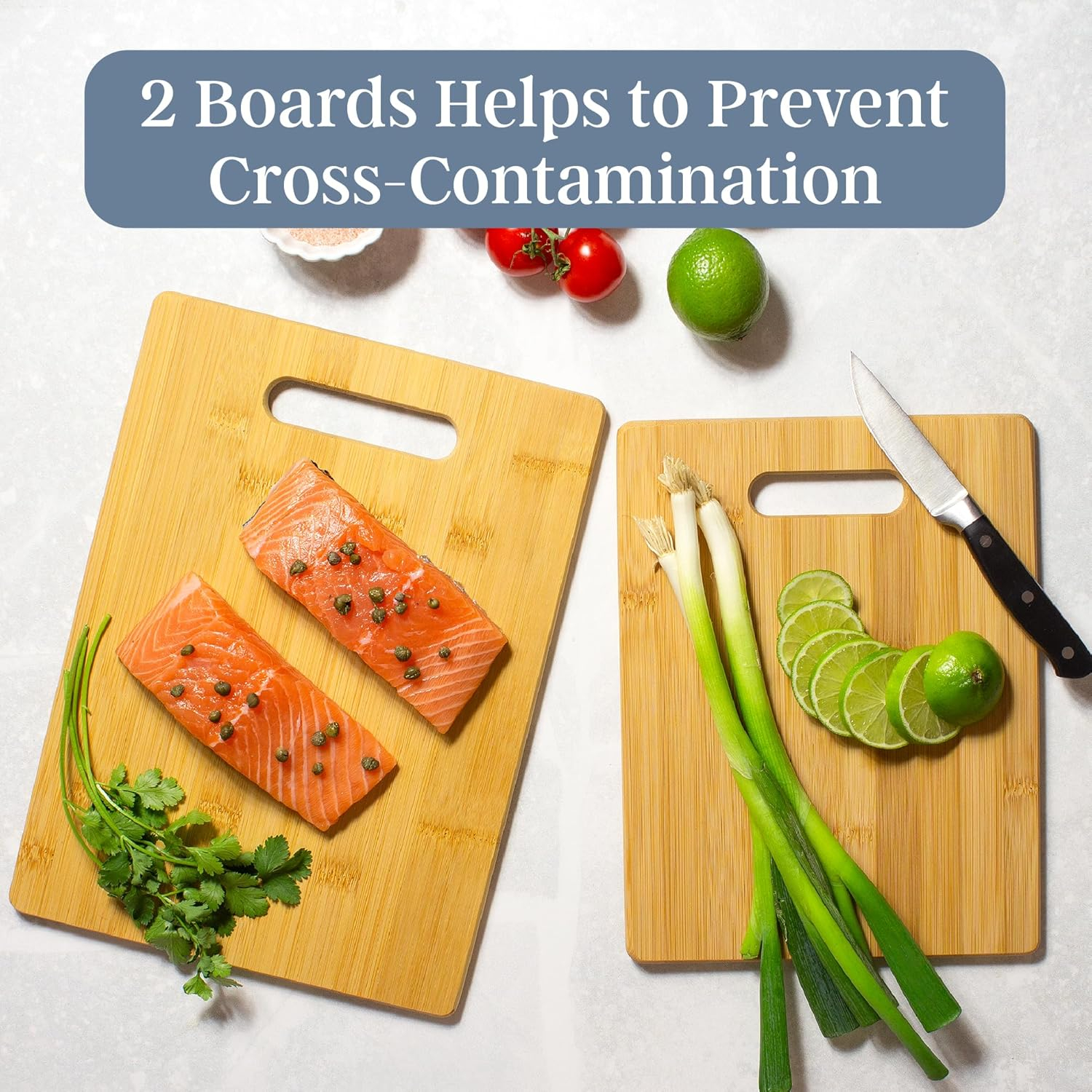 Natural Bamboo Rectangular Cutting Board Set, 2 Pieces